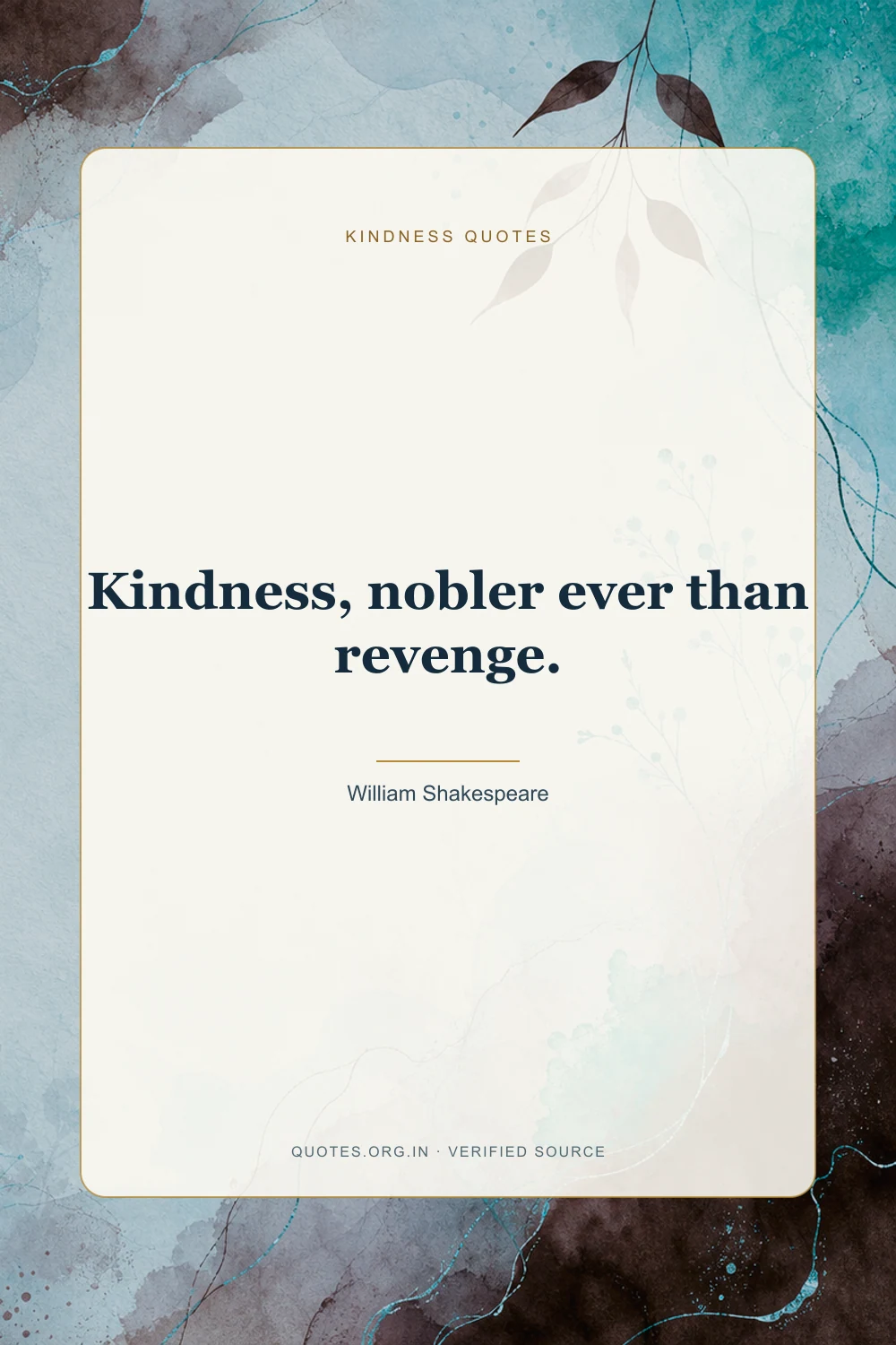 Kindness quote by William Shakespeare: “Kindness, nobler ever than revenge.”