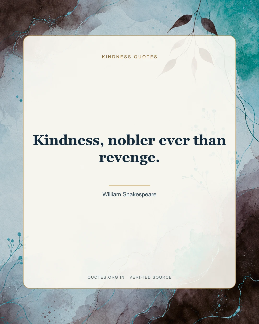 Kindness quote by William Shakespeare: “Kindness, nobler ever than revenge.”